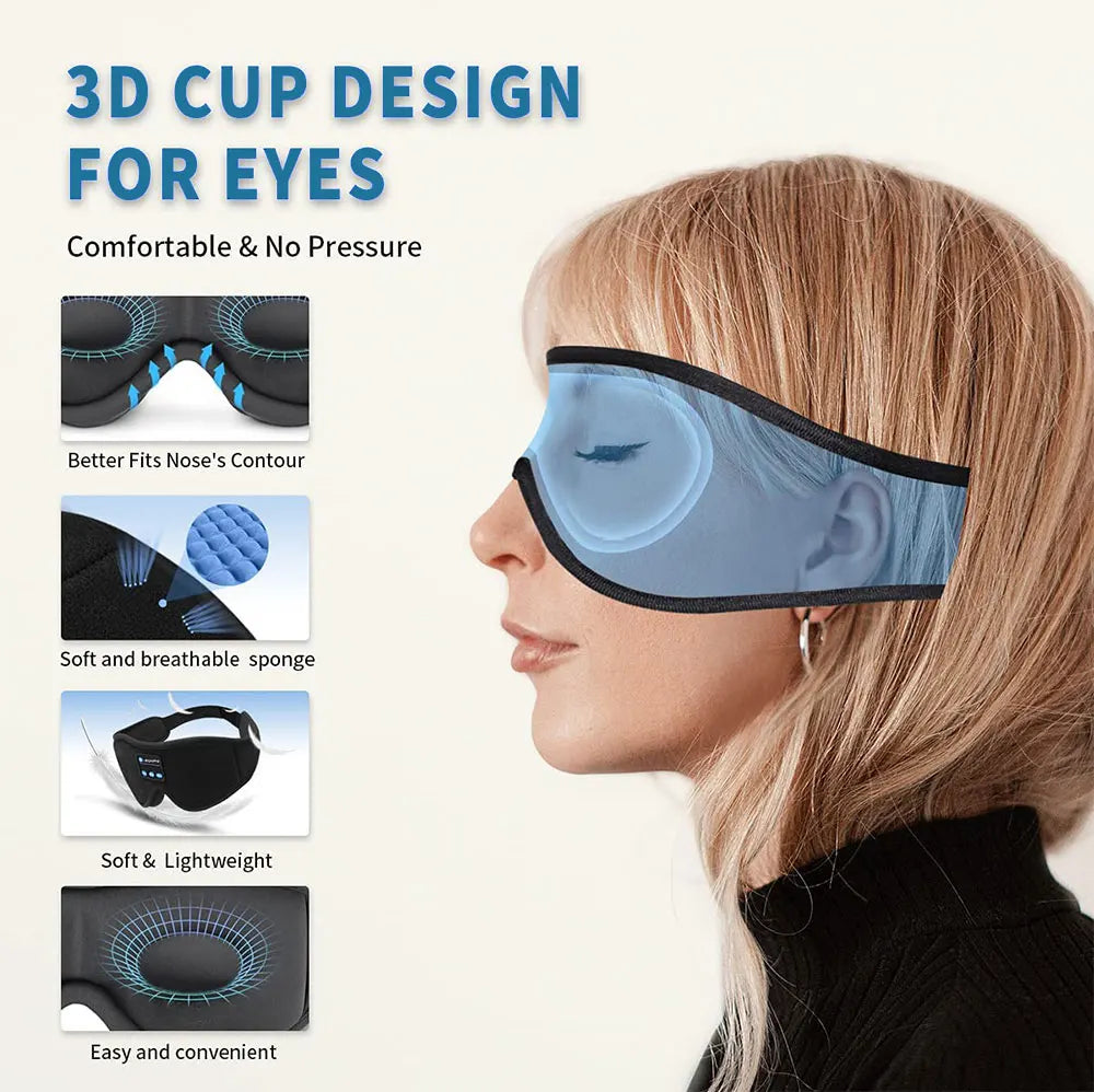 Best Bluetooth Sleep Headphones 3D Eye Mask - Wireless Music Playing Sleep Mask with HD Speakers