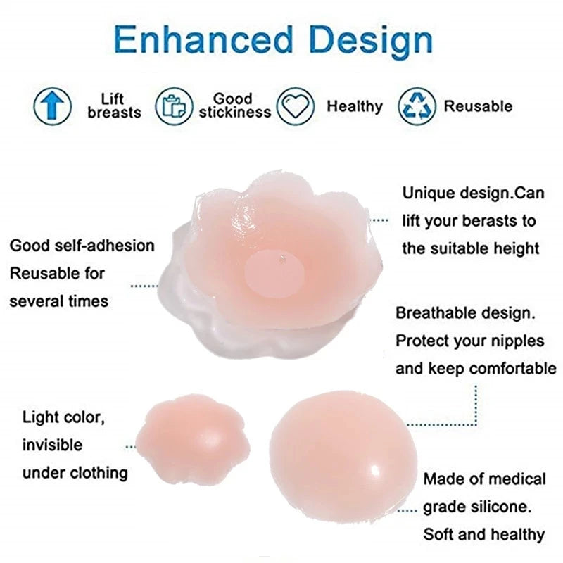 Reusable Silicone Breast Petals - Invisible Nipple Covers for Strapless & Backless Outfits