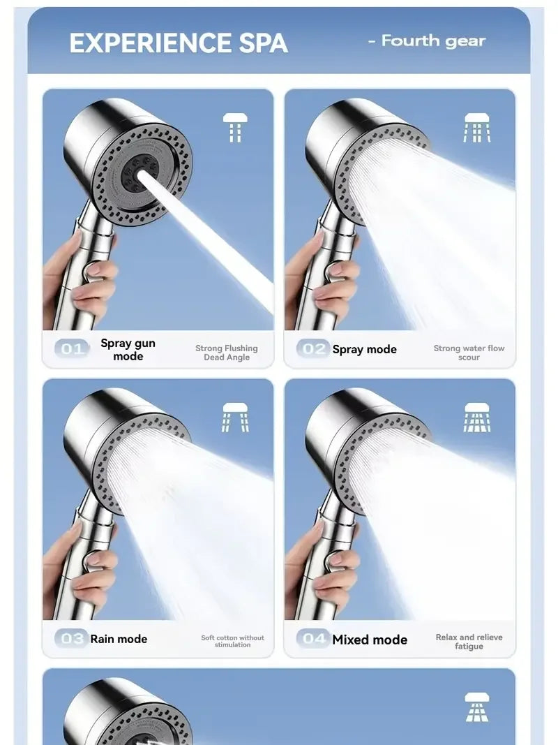 5-Mode High Pressure Water Saving Shower Head with One-Button Stop - Premium Handheld Bathroom Set