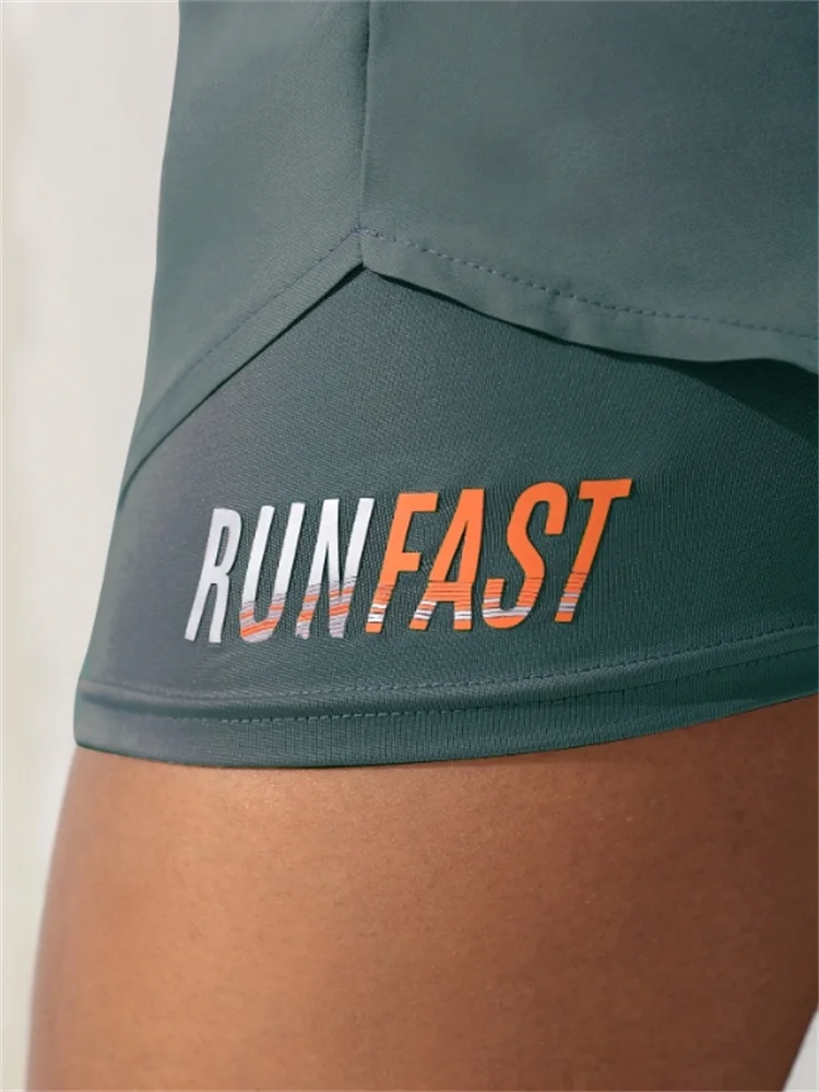 Women's High Rise Yoga Shorts - 2-in-1 Athletic Running Shorts