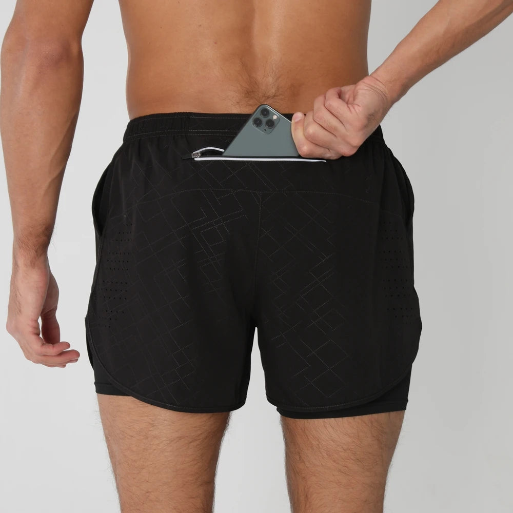 Men's 2-in-1 Running Shorts - Quick Dry Gym Workout Training Shorts