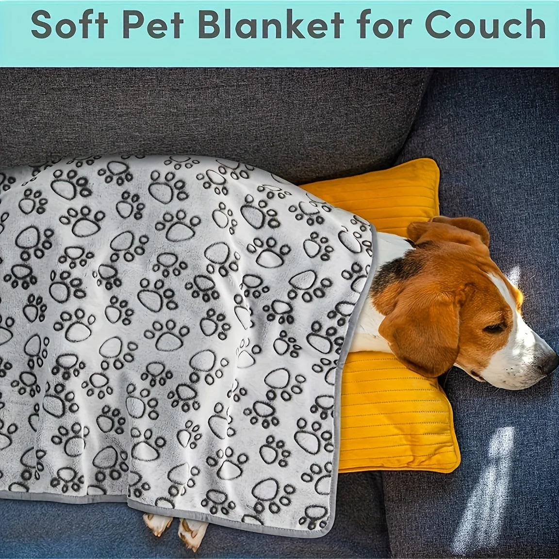 Soft Fluffy Pet Blanket - Cute Cartoon Pattern Mat for Cats & Dogs