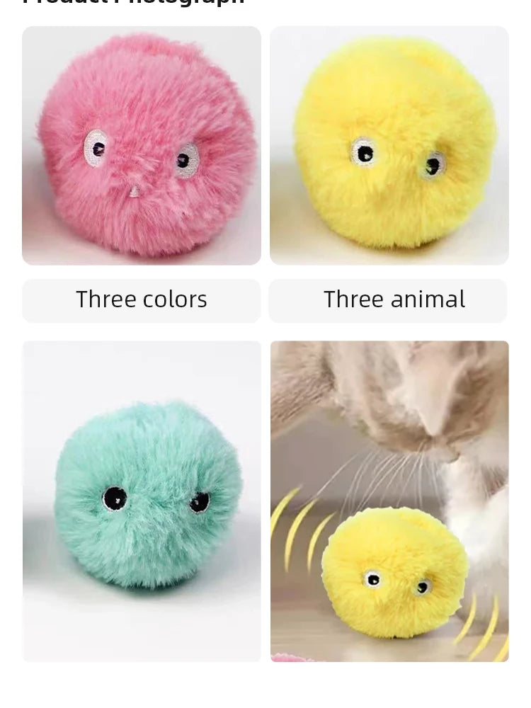 Interactive Electric Cat Ball - Smart Plush Catnip Toy with Sound & Touch Response