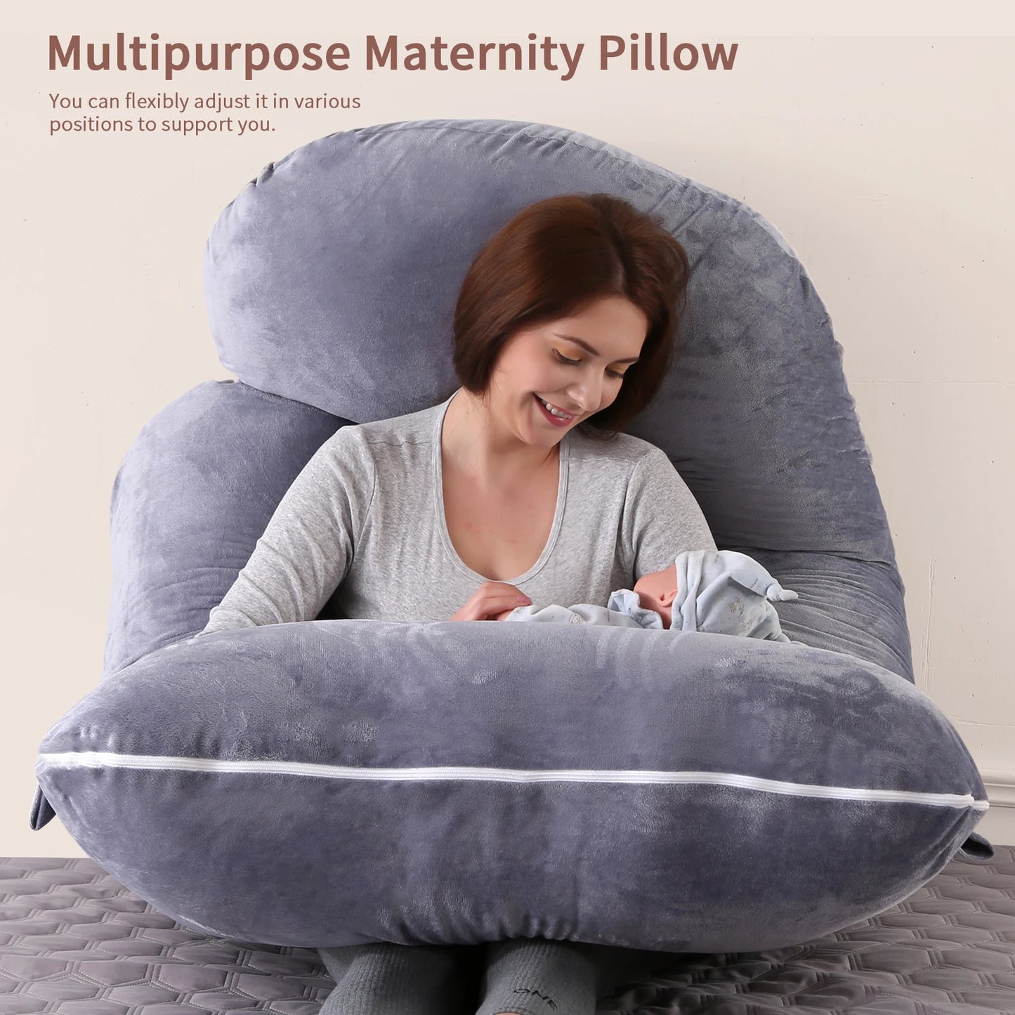 G-Shaped Pregnancy Pillow - Full Body Maternity Support with Removable Cover