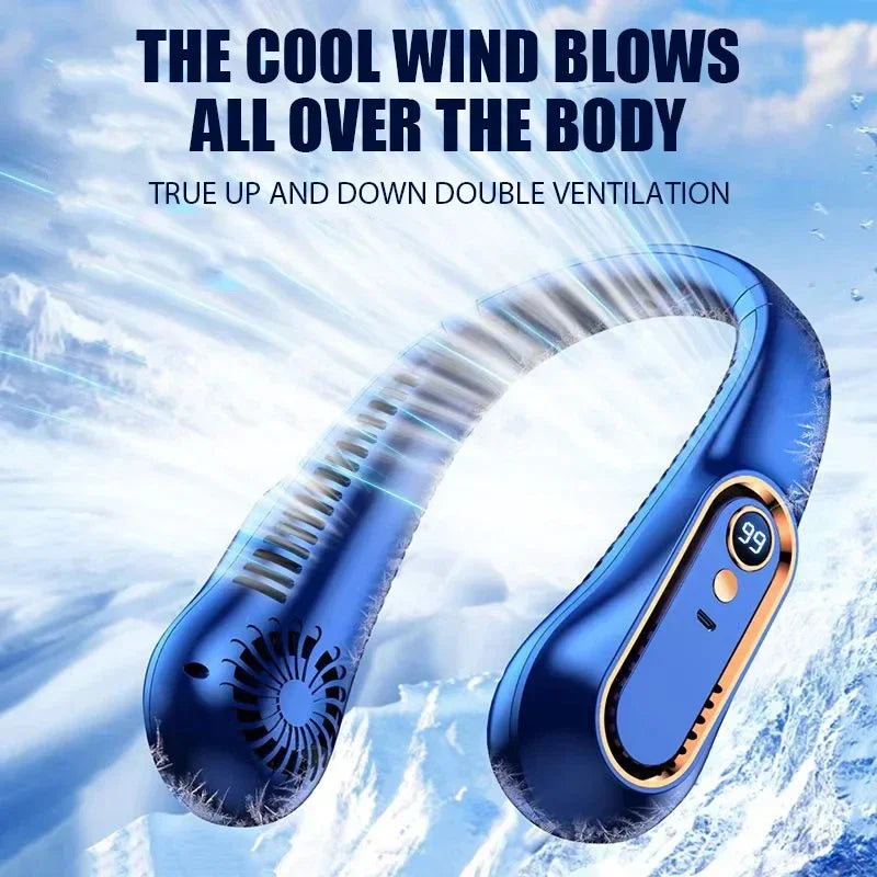 Best Quality Portable Neck Hanging Fan - 3000mAh USB Rechargeable Bladeless Mini Fan with LED Display