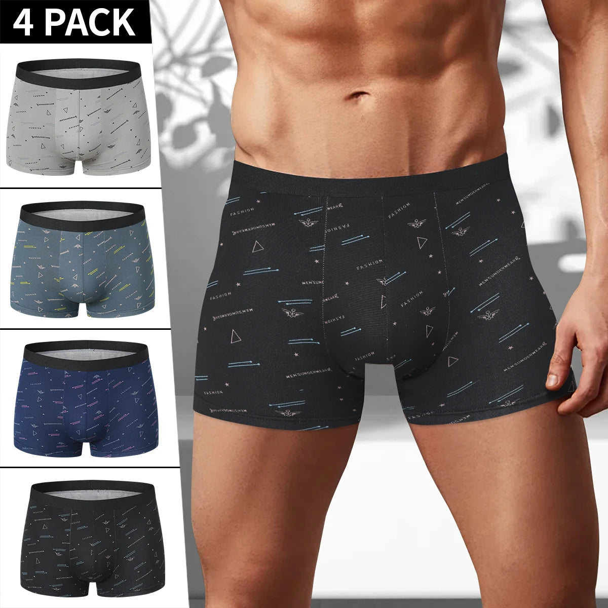 Men's 4-Pack Premium Swim Trunks & Underwear Set - Plus Size Up to 6XL