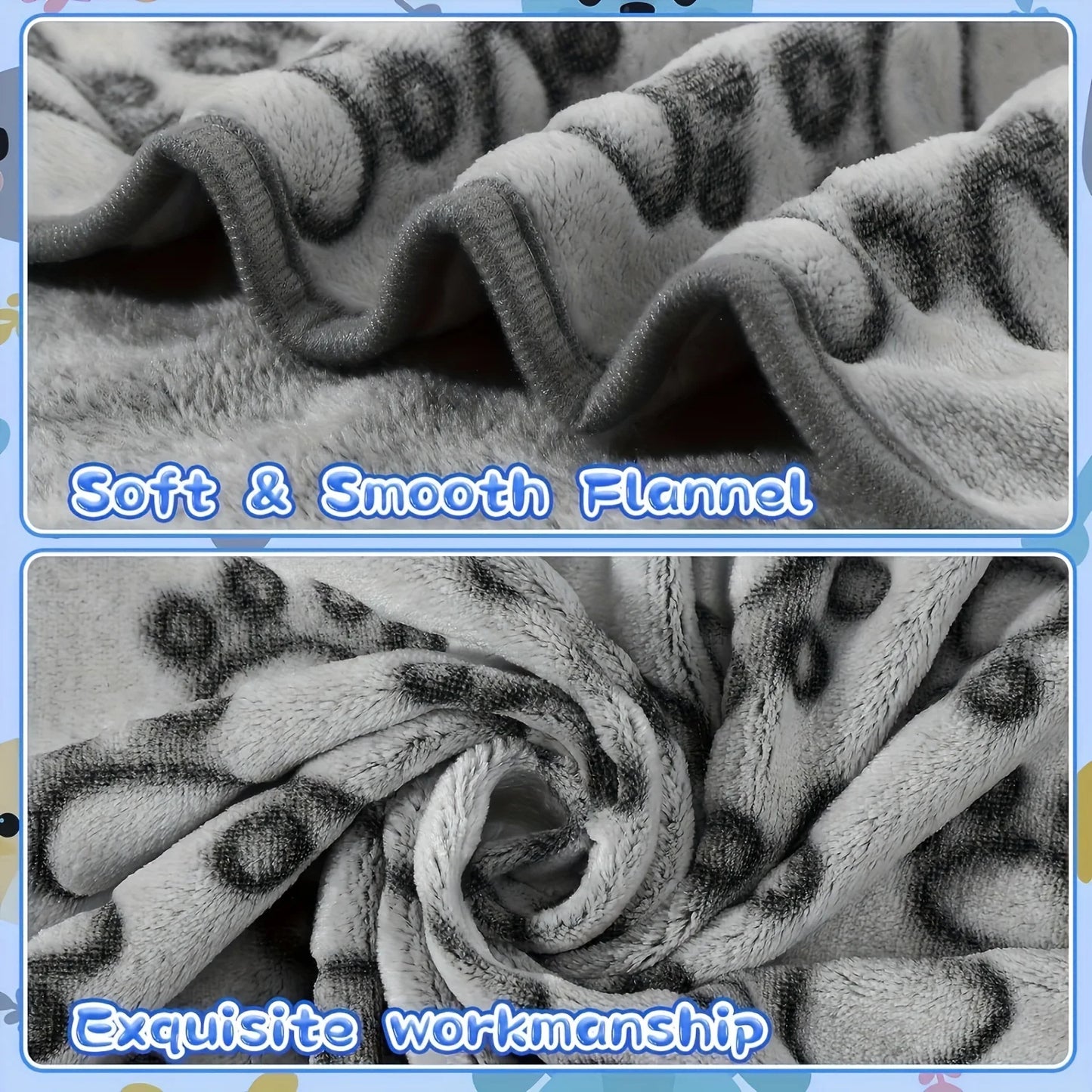 Soft Fluffy Pet Blanket - Cute Cartoon Pattern Mat for Cats & Dogs