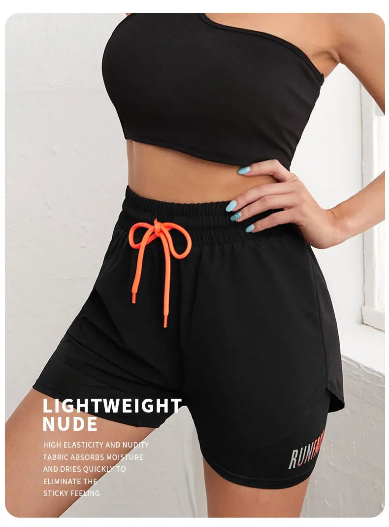 Women's High Rise Yoga Shorts - 2-in-1 Athletic Running Shorts
