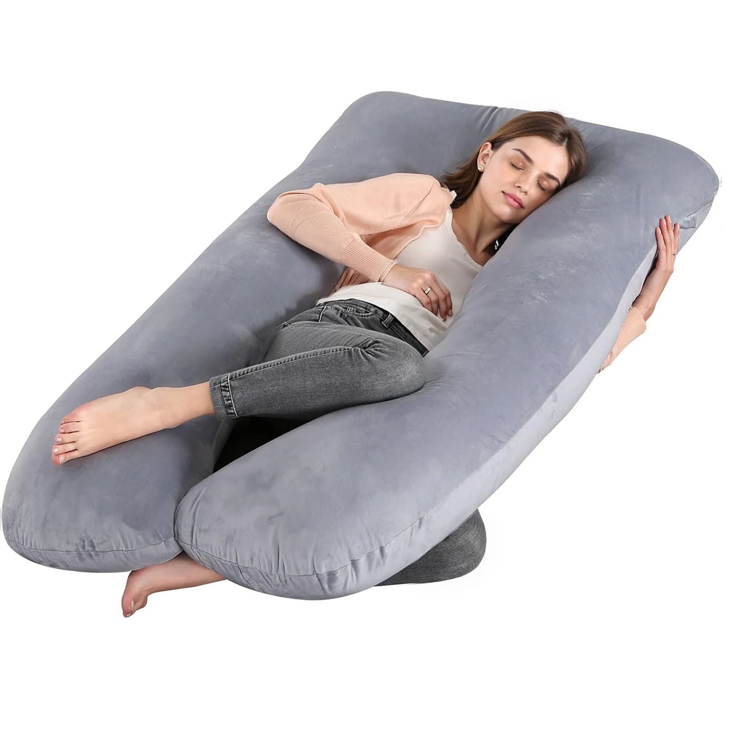 G-Shaped Pregnancy Pillow - Full Body Maternity Support with Removable Cover