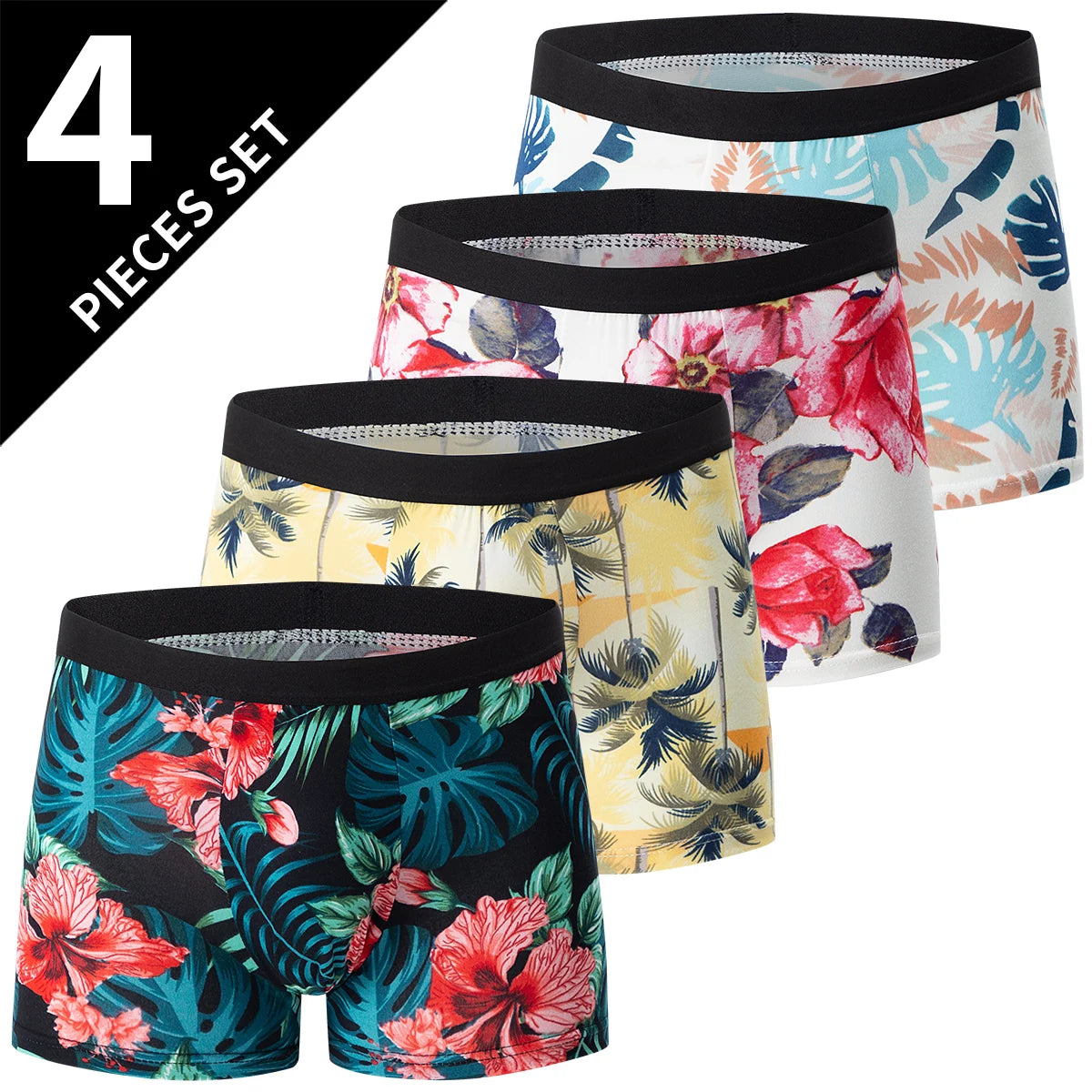 Men's 4-Pack Premium Swim Trunks & Underwear Set - Plus Size Up to 6XL