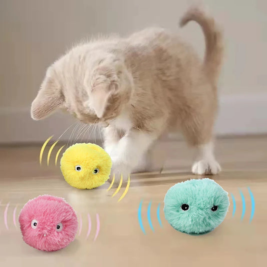 Interactive Electric Cat Ball - Smart Plush Catnip Toy with Sound & Touch Response