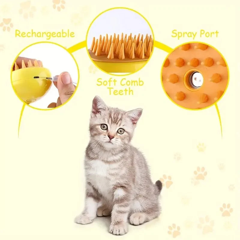 3-in-1 Electric Steam Dog Brush - Pet Grooming Spray Brush for Cats & Dogs
