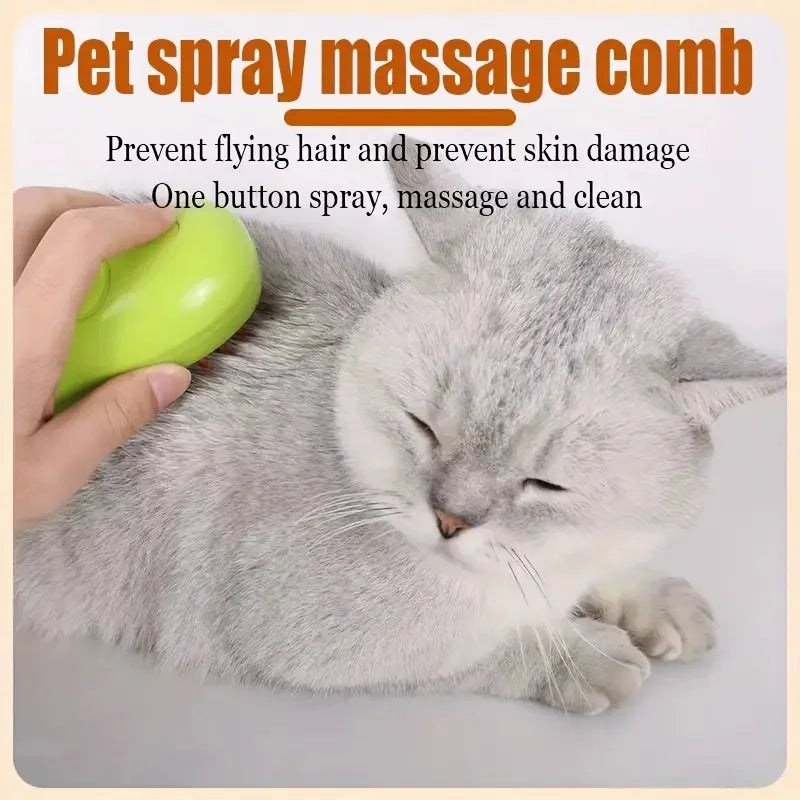 3-in-1 Electric Steam Dog Brush - Pet Grooming Spray Brush for Cats & Dogs
