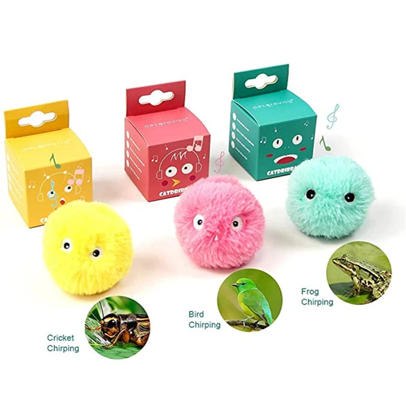 Interactive Electric Cat Ball - Smart Plush Catnip Toy with Sound & Touch Response