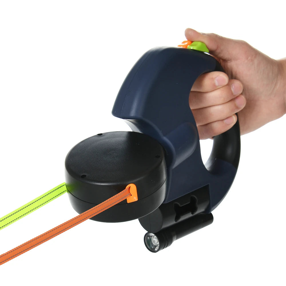 Dog Leash with LED Lights - Dual Pet Leash for Small Dogs with 360° Swivel & Reflective Safety