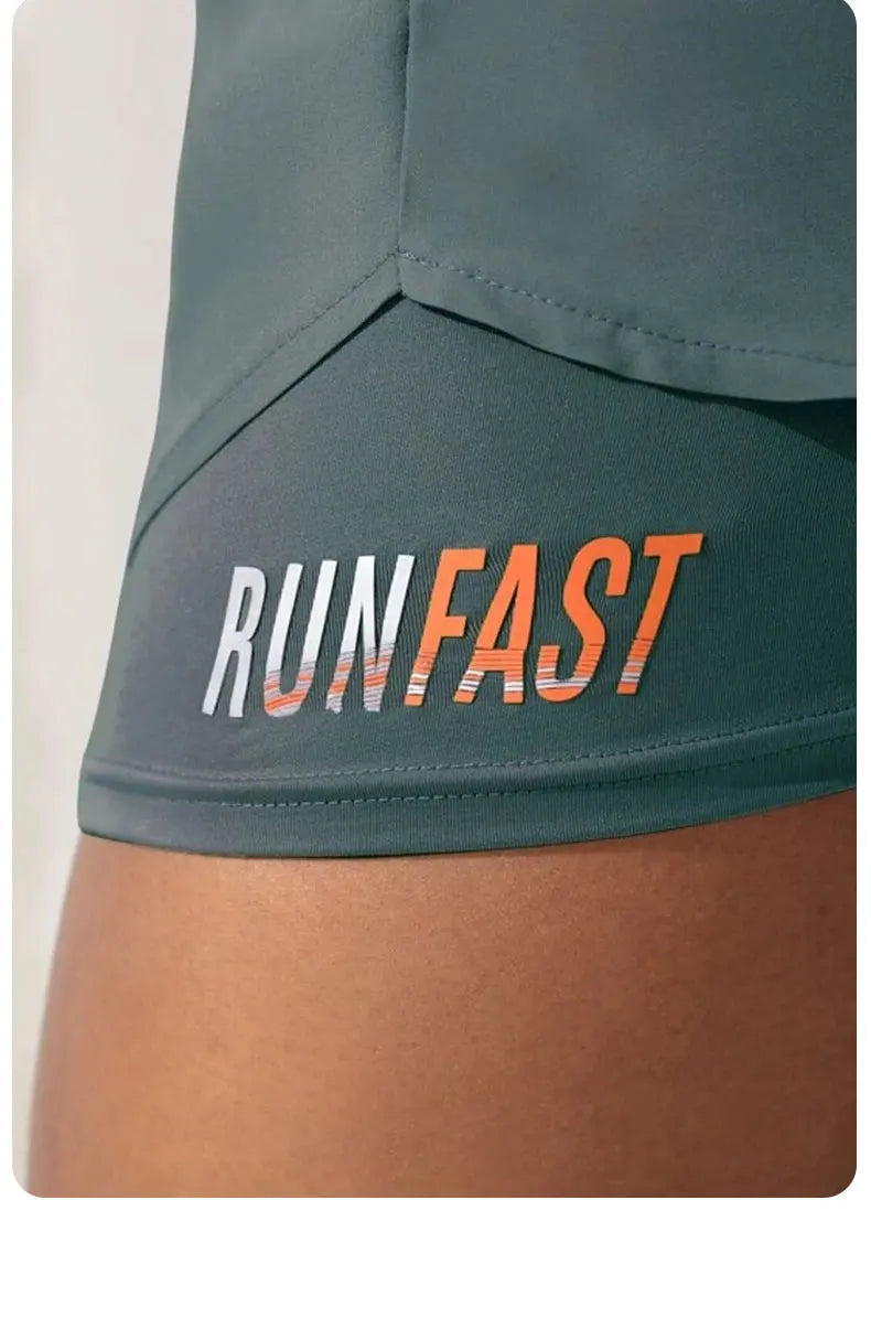 Women's High Rise Yoga Shorts - 2-in-1 Athletic Running Shorts