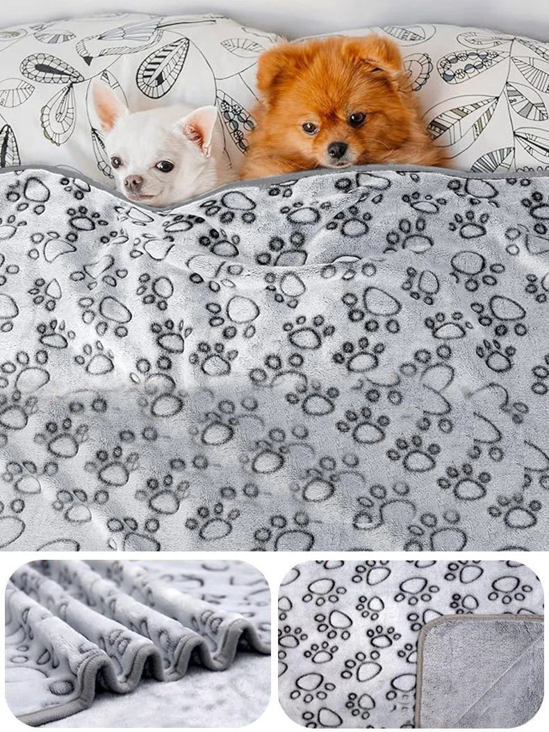 Soft Fluffy Pet Blanket - Cute Cartoon Pattern Mat for Cats & Dogs