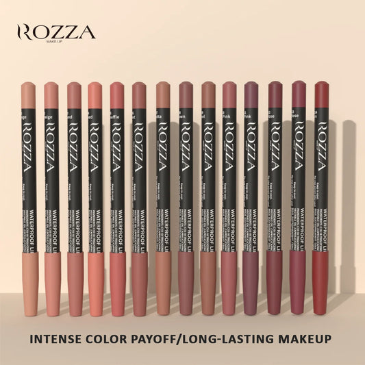 Rozza Waterproof Lip Liner Set - 6 Matte Soft Blendable Pencils for Precise Definition