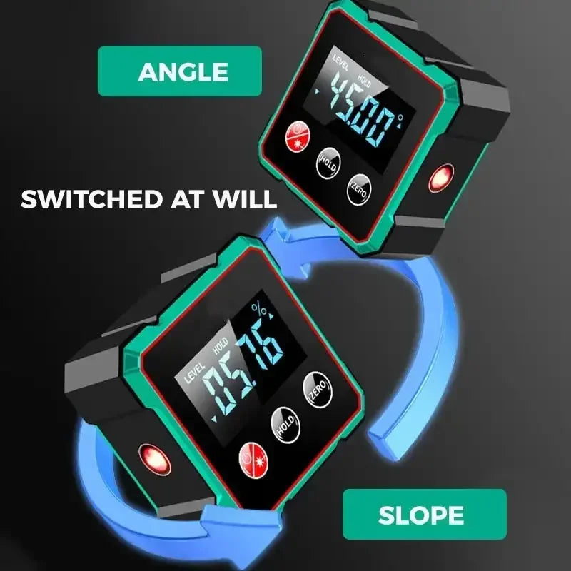 Digital Angle Finder - Magnetic 360° LCD Electronic Protractor with Laser Gauge