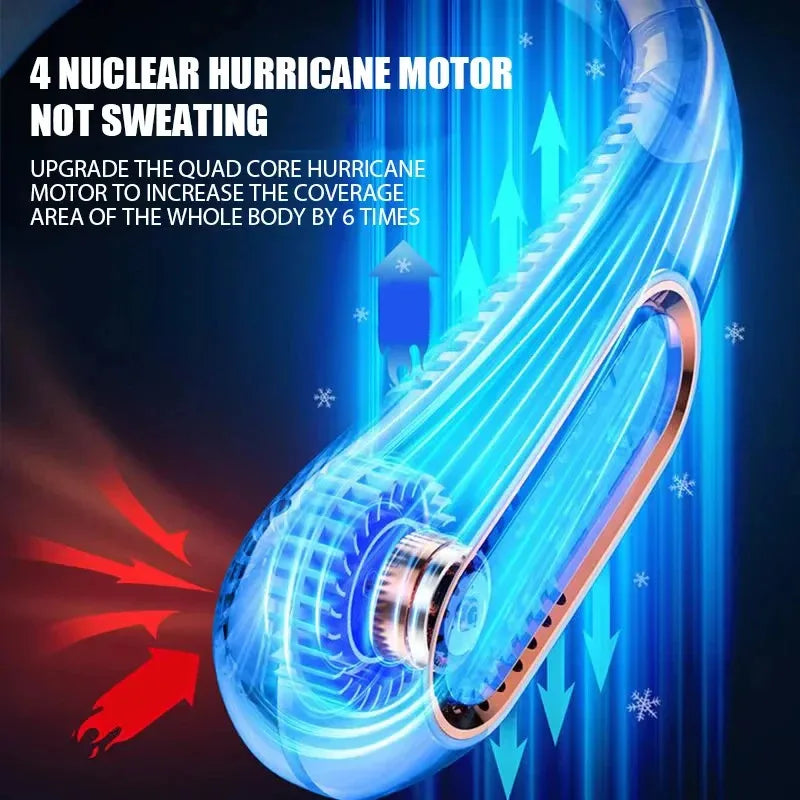 Best Quality Portable Neck Hanging Fan - 3000mAh USB Rechargeable Bladeless Mini Fan with LED Display
