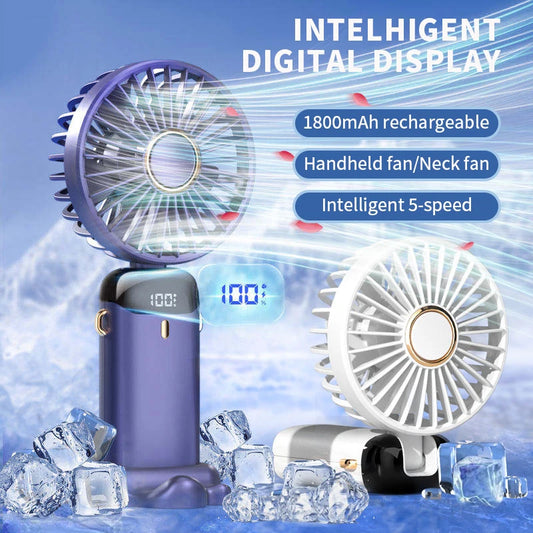 High Quality 3-in-1 Portable Neck Fan - USB Rechargeable with Phone Stand & LED Display