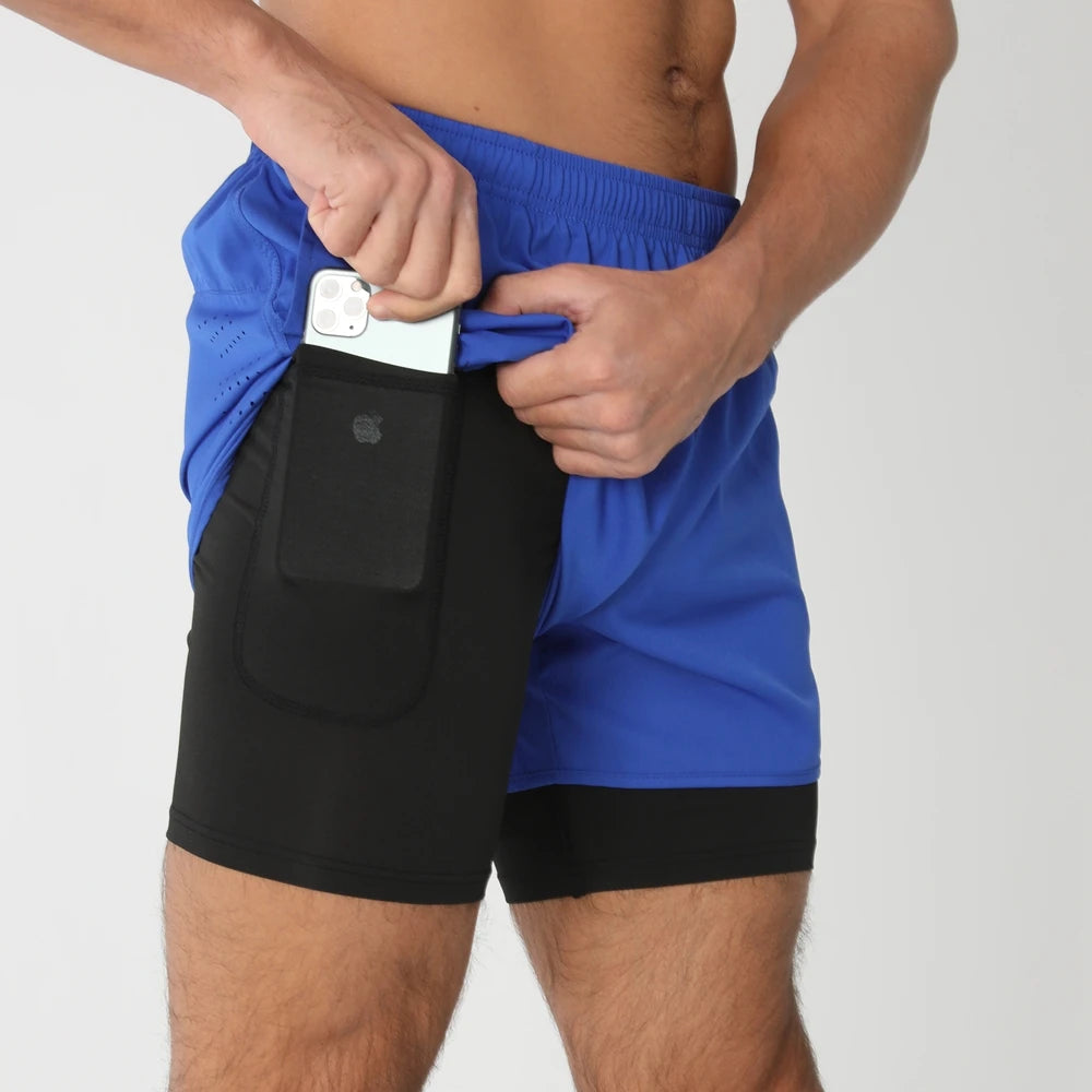 Men's 2-in-1 Running Shorts - Quick Dry Gym Workout Training Shorts