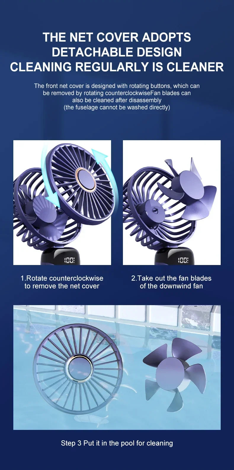 High Quality 3-in-1 Portable Neck Fan - USB Rechargeable with Phone Stand & LED Display