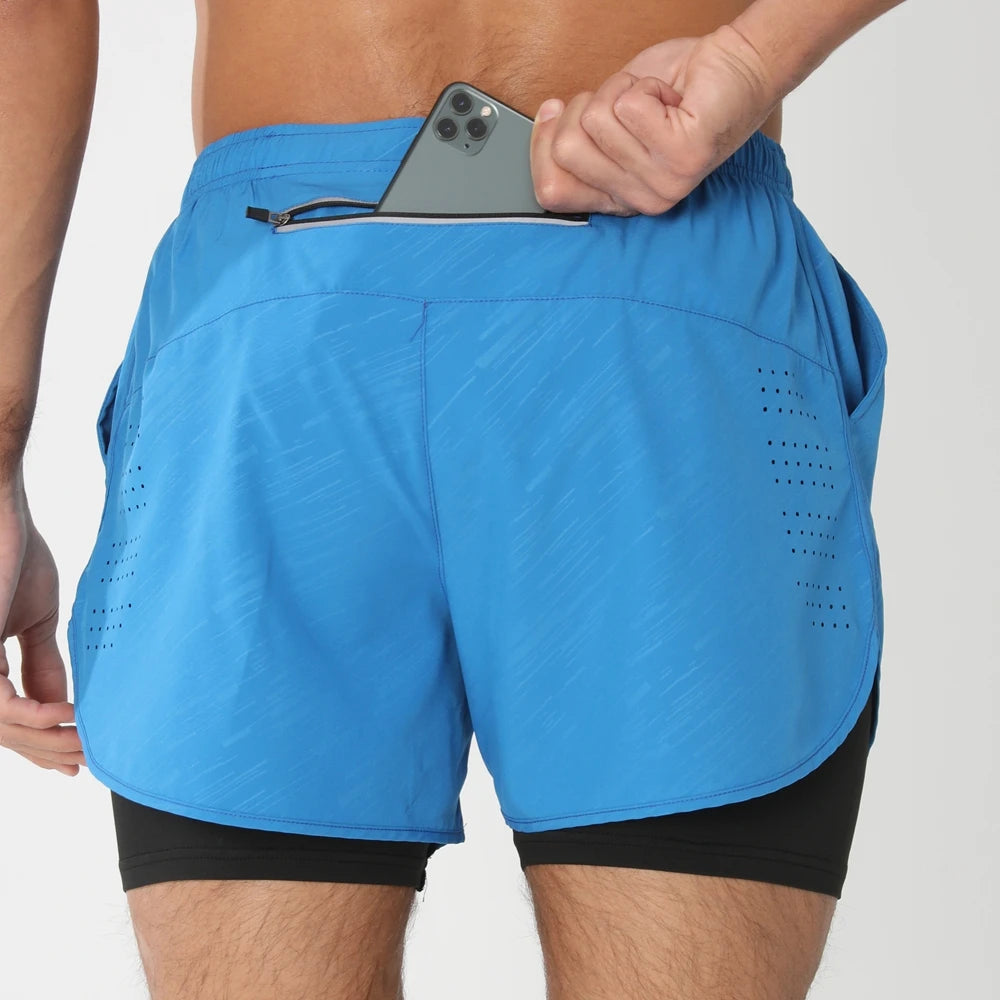 Men's 2-in-1 Running Shorts - Quick Dry Gym Workout Training Shorts