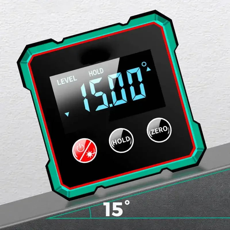 Digital Angle Finder - Magnetic 360° LCD Electronic Protractor with Laser Gauge