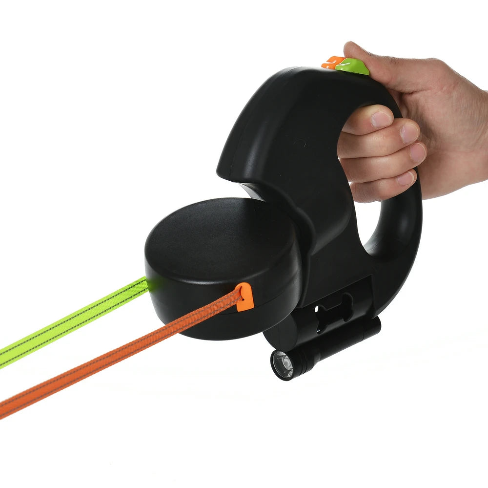 Dog Leash with LED Lights - Dual Pet Leash for Small Dogs with 360° Swivel & Reflective Safety
