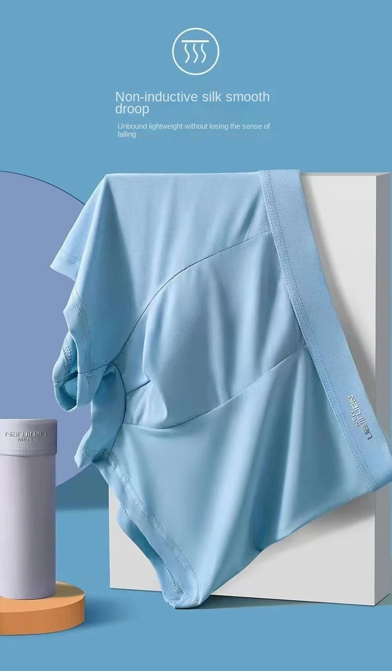 Men's 4-Pack Ice Silk Boxer Shorts - Breathable Thin Underwear Plus Size L-6XL