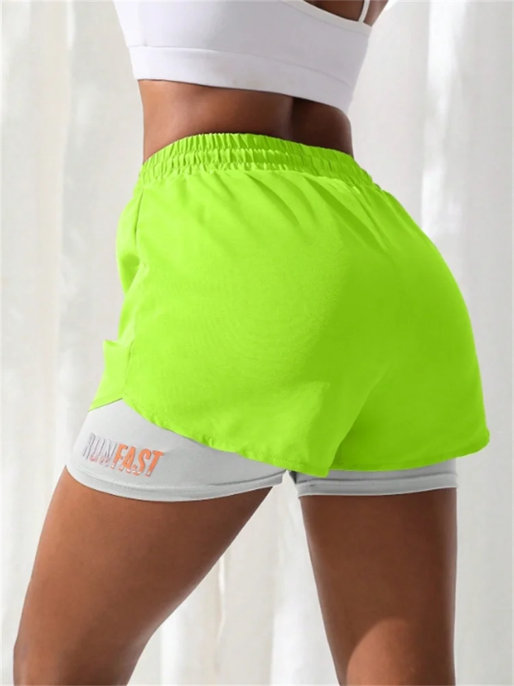 Women's High Rise Yoga Shorts - 2-in-1 Athletic Running Shorts