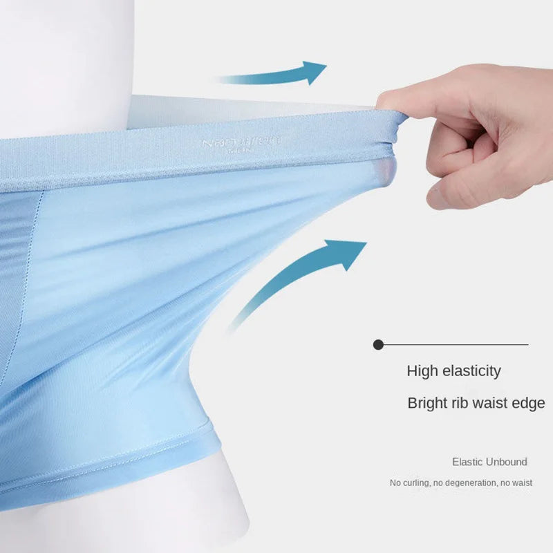 Men's 4-Pack Ice Silk Boxer Shorts - Breathable Thin Underwear Plus Size L-6XL