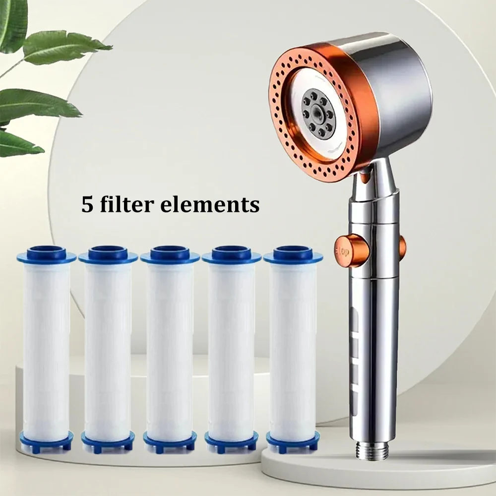 5-Mode High Pressure Water Saving Shower Head with One-Button Stop - Premium Handheld Bathroom Set