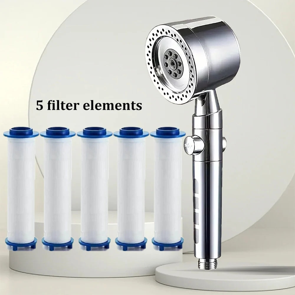 5-Mode High Pressure Water Saving Shower Head with One-Button Stop - Premium Handheld Bathroom Set