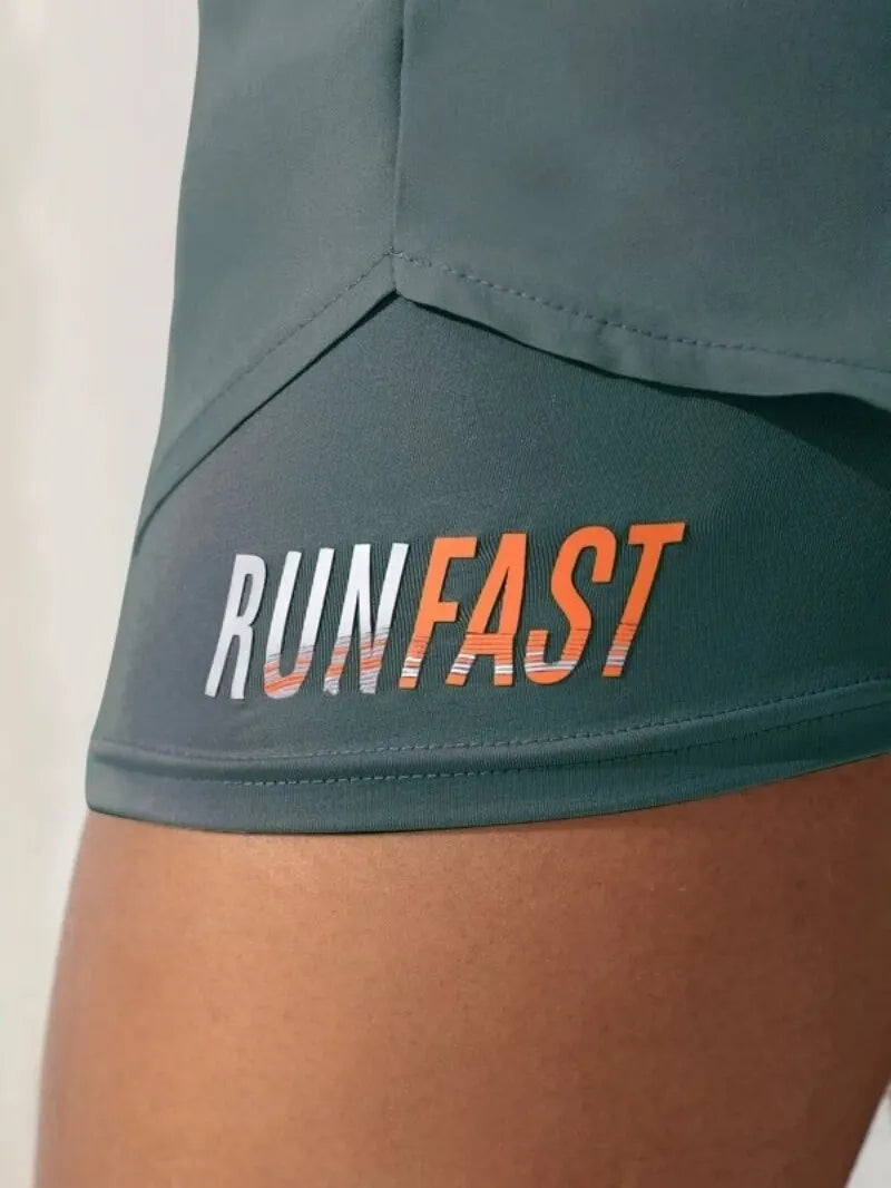 Women's High Rise Yoga Shorts - 2-in-1 Athletic Running Shorts