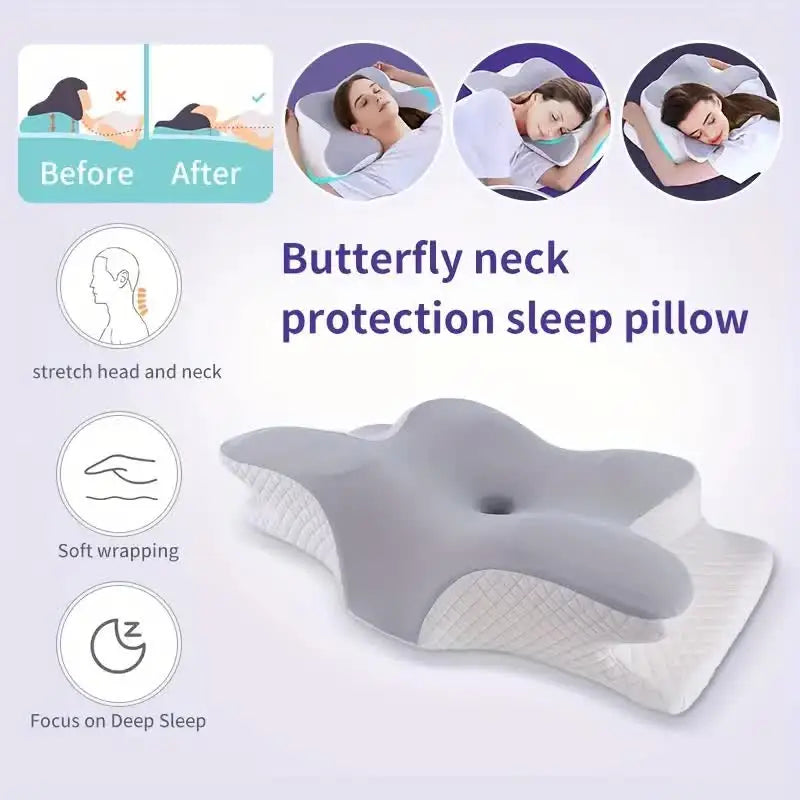 Memory Foam Cervical Pillow - Ergonomic Neck Support for Pain Relief & Better Sleep