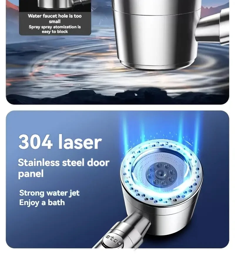 5-Mode High Pressure Water Saving Shower Head with One-Button Stop - Premium Handheld Bathroom Set