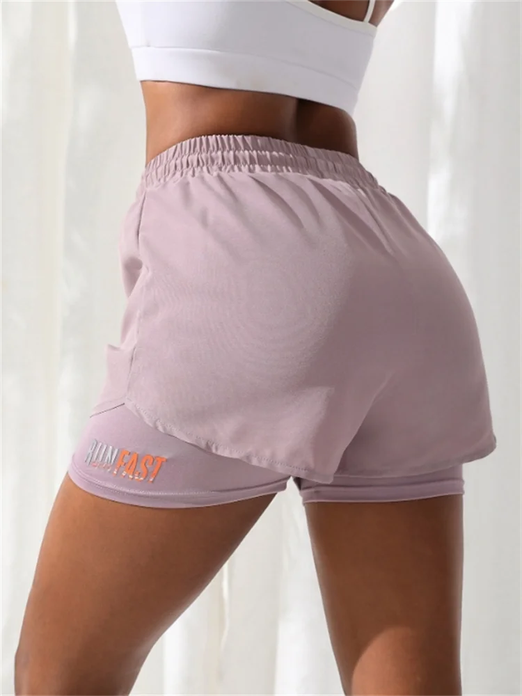 Women's High Rise Yoga Shorts - 2-in-1 Athletic Running Shorts