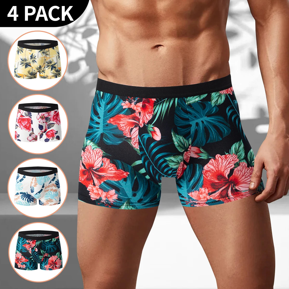 Men's 4-Pack Premium Swim Trunks & Underwear Set - Plus Size Up to 6XL
