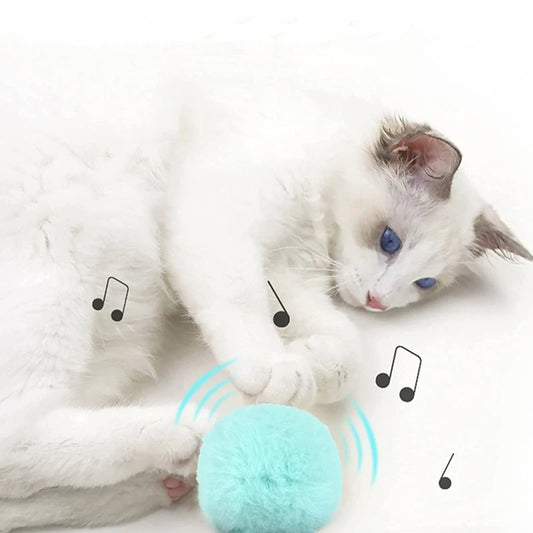Interactive Electric Cat Ball - Smart Plush Catnip Toy with Sound & Touch Response