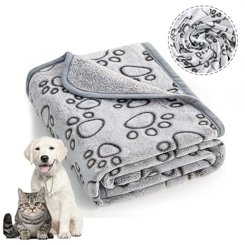 Soft Fluffy Pet Blanket - Cute Cartoon Pattern Mat for Cats & Dogs