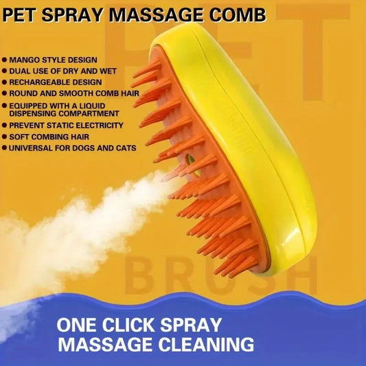 3-in-1 Electric Steam Dog Brush - Pet Grooming Spray Brush for Cats & Dogs