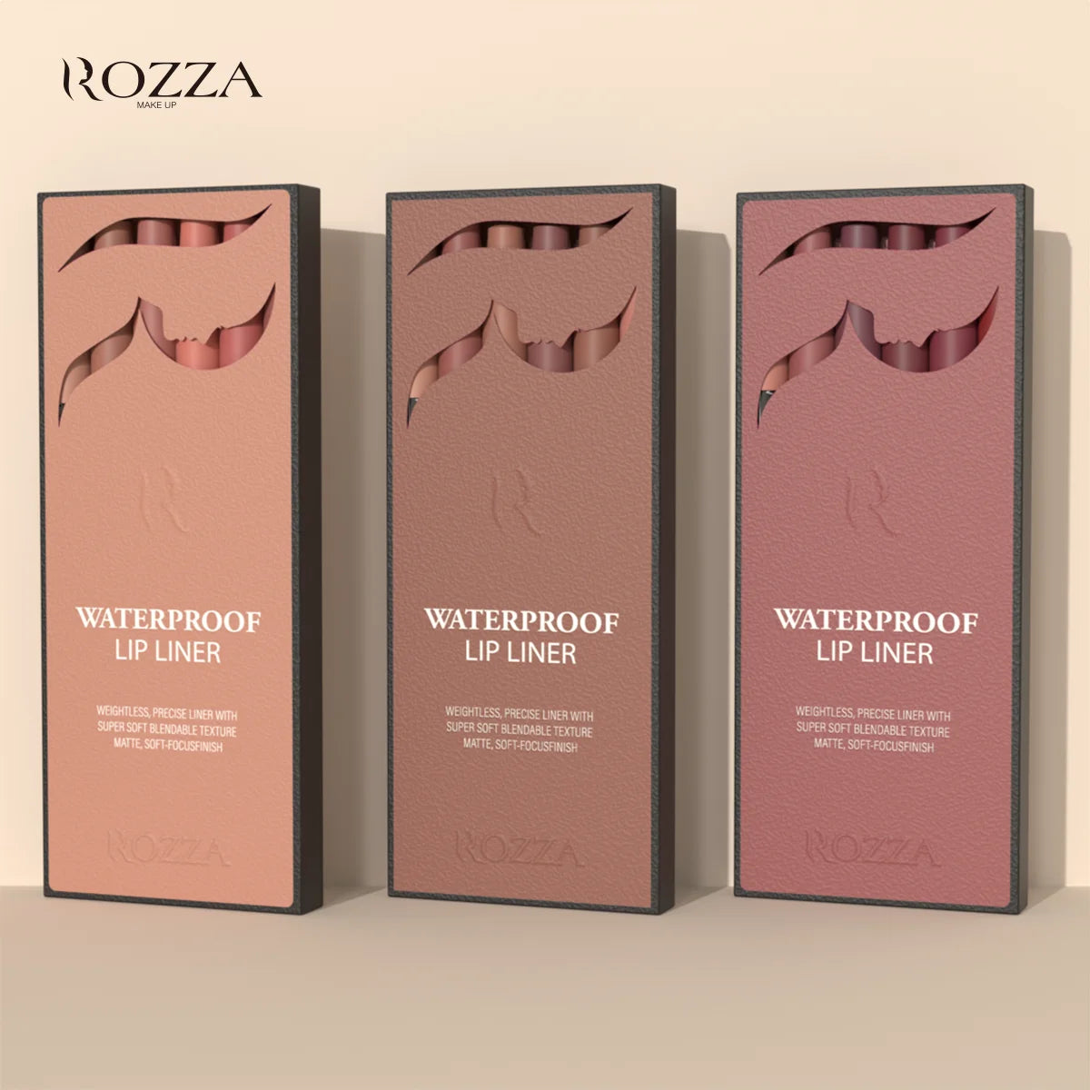 Rozza Waterproof Lip Liner Set - 6 Matte Soft Blendable Pencils for Precise Definition