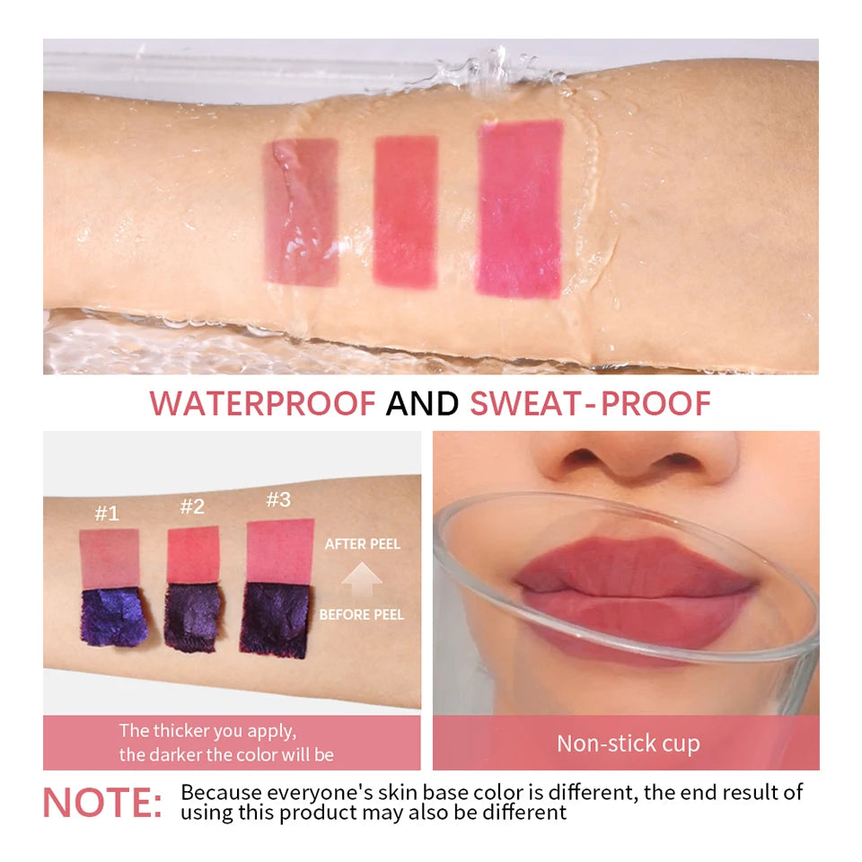 Korean Matte Lip Tint - Long Lasting Waterproof Peel Off Liquid Lipstick