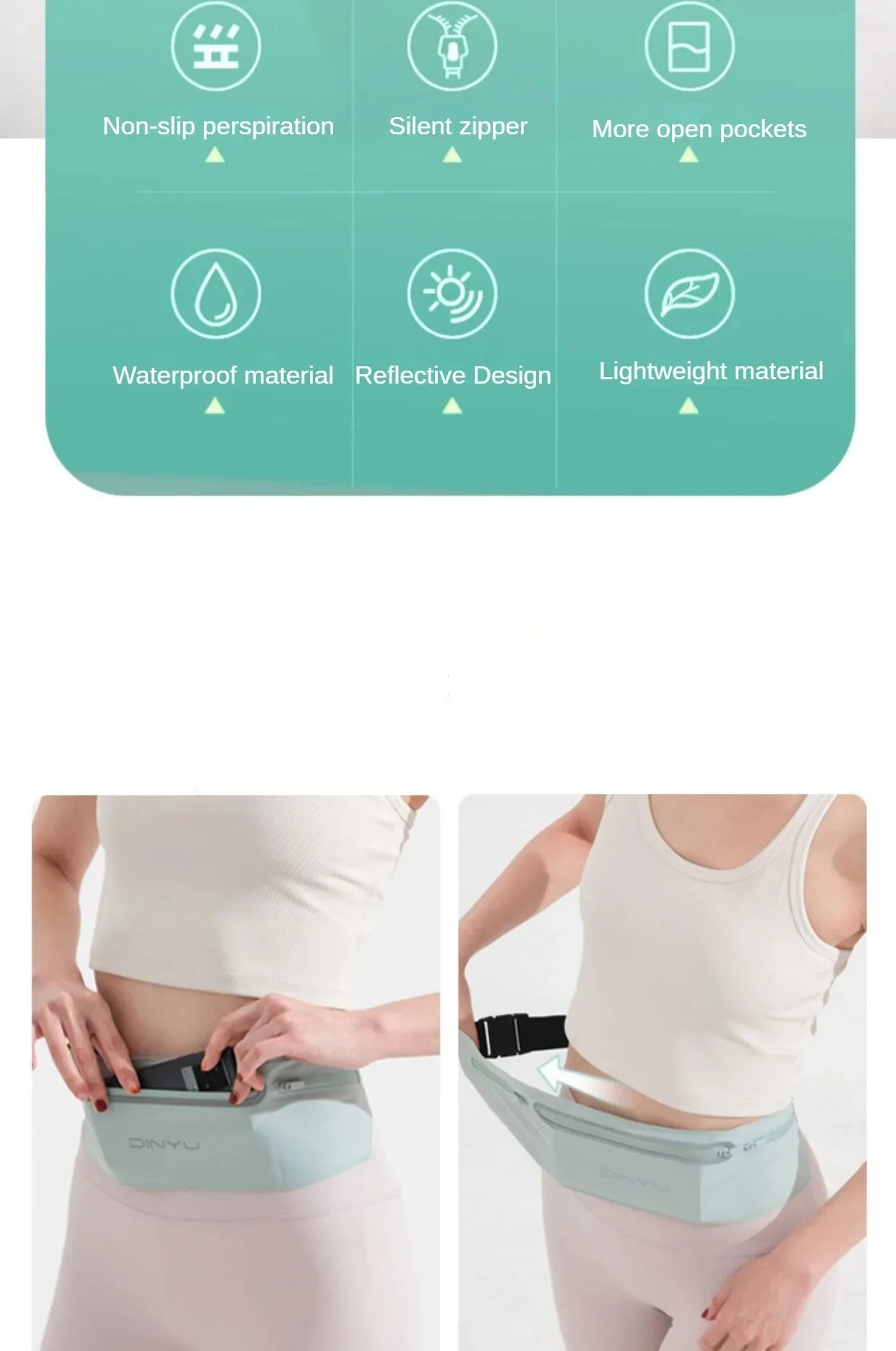 Sports Waist Pack Fanny Pack - Adjustable Running Belt with Phone Holder for Men & Women
