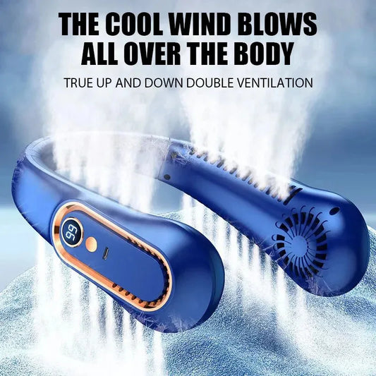 Best Quality Portable Neck Hanging Fan - 3000mAh USB Rechargeable Bladeless Mini Fan with LED Display