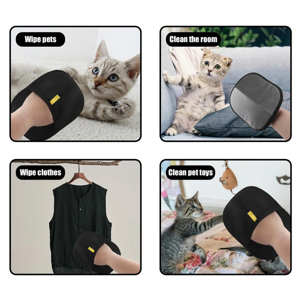 Reusable Pet Hair Removal Gloves - Double-Sided Grooming Tool for Carpets & Furniture