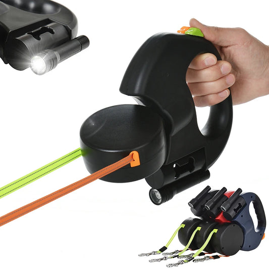 Dog Leash with LED Lights - Dual Pet Leash for Small Dogs with 360° Swivel & Reflective Safety