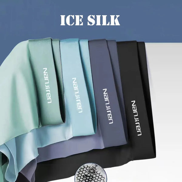 Men's 4-Pack Ice Silk Boxer Shorts - Breathable Thin Underwear Plus Size L-6XL